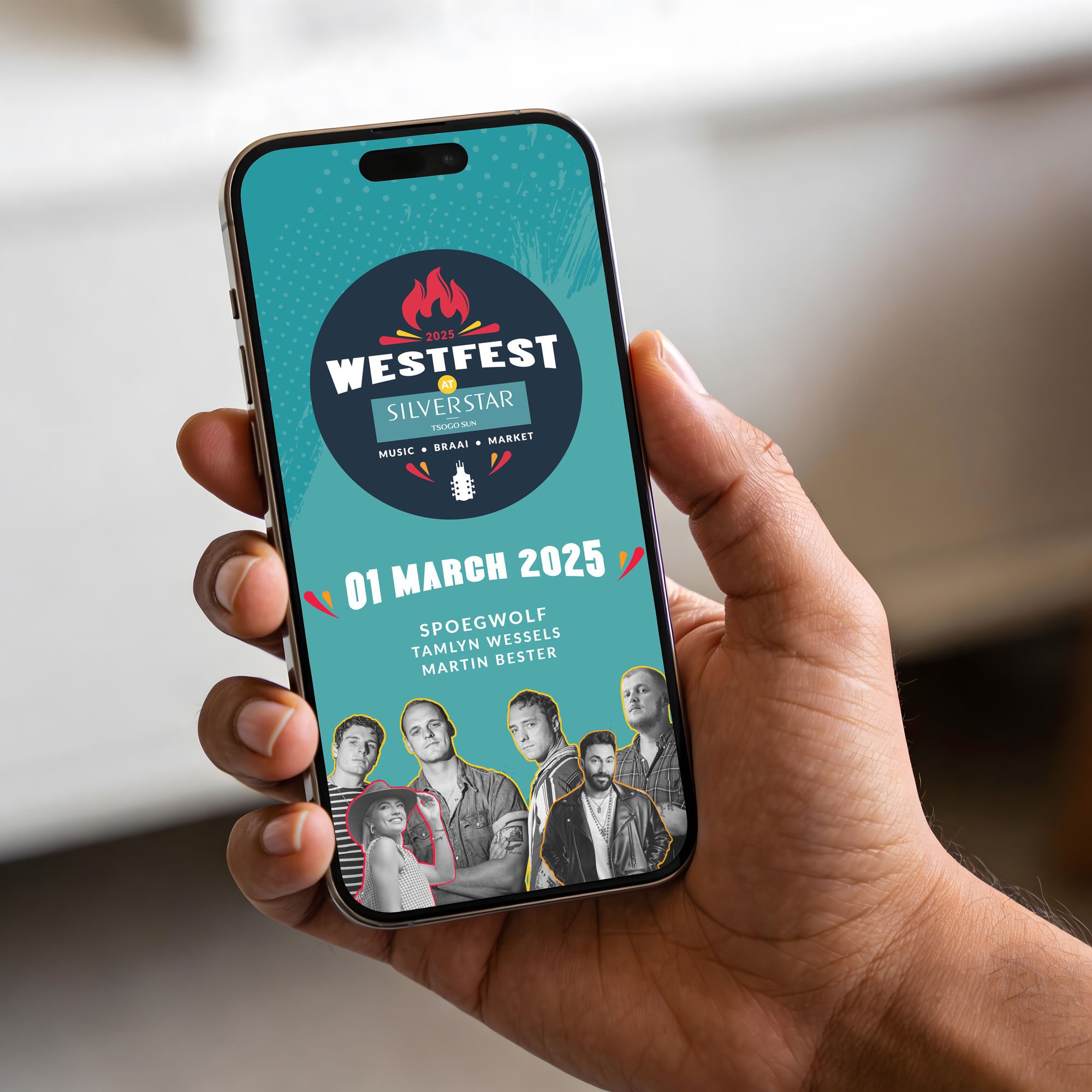 WestFest at Silverstar event creative on a phone for Chaos Theory, by Druff Agency Pretoria