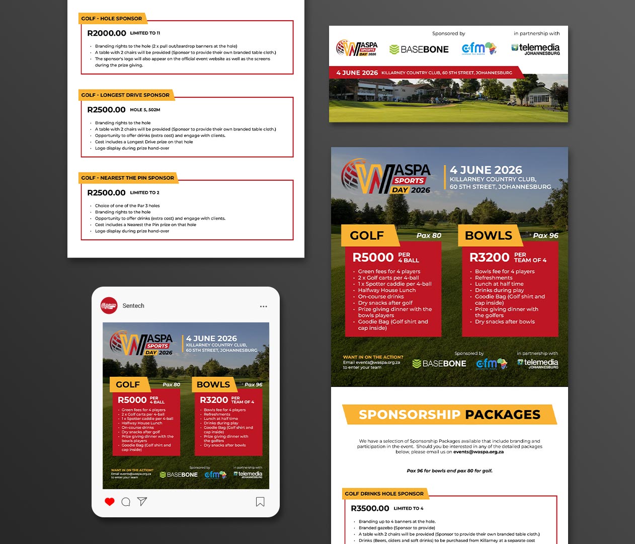 WASPA Sports Day 2026 sponsorship mailer on a tablet for Interlock Events, by Druff Agency Pretoria