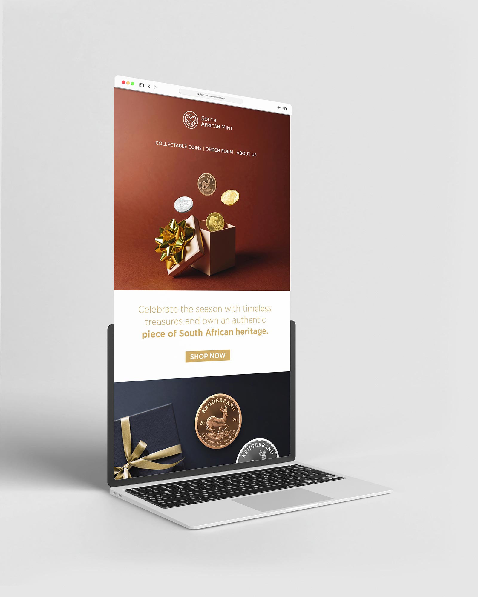 South African Mint festive season mailer on a laptop